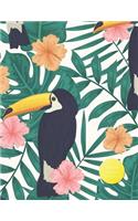 Notebook: Tropical Toucan - for School, College, Work, Business Notes, Personal Journaling, Planning, Hand Lettering... Perfect Gift / Present (120 wide ruled