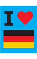 I Love Germany - 100 Page Blank Notebook - Unlined White Paper, Cyan Cover