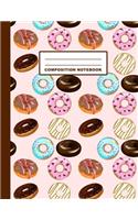 Composition Notebook: Donuts Pattern Cover Design - Wide Ruled - 120 Blank Lined Pages - 8.5" X 11" - Matte Finished Soft Cover