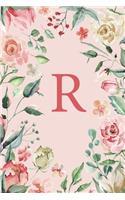 R: Floral Pink and White Roses and Peonies Monogram Sketchbook - 110 Sketchbook Pages (6 x 9) - Floral Watercolor Monogram Sketch Notebook - Personaliz