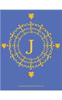 Composition Journal Notebook: J Monogram: Large Soft covered composition Journal, 110 college ruled pages 8.5x11