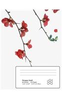 Flowering Red Quince Gone Wild Composition Notebook: Hexagon small graph paper 7.44x9.69 66 sheet 132 page book for flower lovers, teenage girl or woman's diary, men's journal, college, high school, el