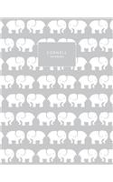 Cornell Notebook: Grey Elephant Print, Cornell Note Taking System for Students, Medium College Ruled Exercise Book, 120 Pages, 8.5x11