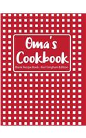 Oma's Cookbook Blank Recipe Book Red Gingham Edition