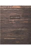 Sketchbook: Classic Large Blank Notebook for Drawing Doodling and Sketching Dark Wooden Planks