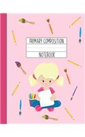 Primary Composition Notebook: A Pink Primary Composition Book For Girls Grades K-2 Featuring Handwriting Lines - Gifts For Girls Who Love Art - Blonde Girl Gift