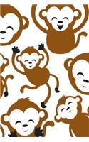 A Cute Monkey Notebook: A cool monkey pattern notebook journal for women, girls, boys and kids. 6"x9" with 120 pages college ruled line paper. Perfect for school or home us