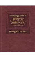 Grundzuge Der Geometrie Von Mehreren Dimensionen Und Mehreren Arten Gradliniger Einheiten in Elementarer Form Entwickelt