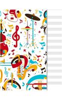 Blank Music Sheet Notebook: Music Manuscript Paper Staff Paper Musical Note Book 12 Staves Jazz & Blue Cover