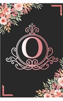 O: Watercolor Flower & Marbel - Motivational and Inspirational Trendy Monogram Initial Letter Women & Girls Coworker Office Funny Notebook Wide Ruled L