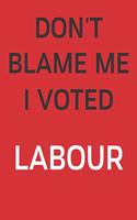 Don't Blame Me, I Voted Labour: Notebook/ Journal/ Notepad/ Diary For Labour Fans, Teens, Adults and Kids - 100 Black Lined Pages With Margins - 8.5 x 11 Inches - A4