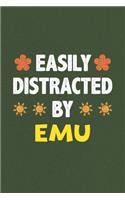 Easily Distracted By Emu: Emu Lovers Funny Gifts Dot Grid Journal Notebook 6x9 120 Pages