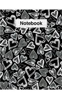 Love Hearts Pattern Notebook Black