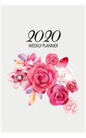 2020 Weekly Planner: At-a-glance Week-per-Page Diary With Journal Pages, January-December (Pink Bouquet Cover)