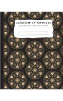 Composition Notebook: Black and Gold Large Circle Pattern: Composition Journal with Black and Gold Large Circle Pattern with Wide Ruled Paper, 7.5in x 9.25 in and 100 pag