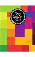 Music Notation Sheet: Blank Music Sheet Notebook for Composing and Theory (Rainbow Colorful Squares Design)