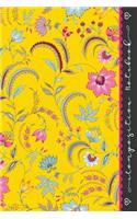 Composition Notebook: Floral Paisley Graphic Art Yellow Grey Flowers Pattern Feminine Design Girls Women Journal Book, Journaling Notebook, 100 Lined Pages 6"x9"
