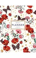 Weekly Planner 2019: Floral Planner - 2019 Organizer with Bonus Dotted Grid Pages, Inspirational Quotes + To-Do Lists - Flowers and Butterflies