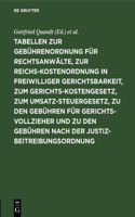 Tabellen Zur Gebührenordnung Für Rechtsanwälte, Zur Reichskostenordnung in Freiwilliger Gerichtsbarkeit, Zum Gerichtskostengesetz, Zum Umsatzsteuergesetz, Zu Den Gebühren Für Gerichtsvollzieher Und Zu Den Gebühren Nach Der Justizbeitreibungsordnung