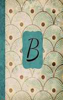 B: Antique Aqua Pattern Journal, Monogram Initial Letter B, Gratitude Interior Pages