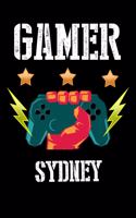 Gamer Sydney: Kariertes Notizbuch mit 5x5 Karomuster für deinen personalisierten Vornamen