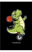 Notebook: Liniertes Notizbuch für Dinosaurier, Einrad und T-Rex Fans - Notizheft Klatte für Männer, Frauen und Kinder