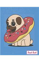 Donut-Book: pug with donut cover notebook