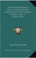 Die Kaiserchronik Nach Der Aeltesten Handschrift Des Stiftes Vorau, Part 1
