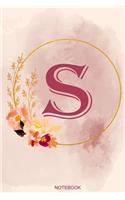 S Notebook: Journal Notebook with one Letter - White unique Softcover Design - Cute gift for Women and Girls - 6" x 9" Dot Grid - Journal, Notebook, Diary, Comp