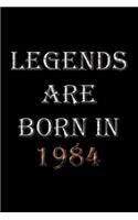 Legends Are Born In 1984 Notebook