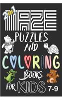 Maze And Coloring Book For Kids 7-9
