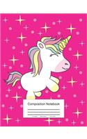 Composition Notebook: Cute Dancing Unicorn Pink Wide Ruled Primary Copy Book, SOFT Cover Girls Kids Elementary School Supplies Student Teacher Daily Creative Writing Jour