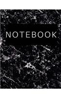 Notebook: Black and White Marble Unlined Notebook - Large (8.5 x 11 inches) - 100 pages, Smooth Matte Cover