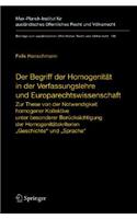 Begriff Der Homogenität in Der Verfassungslehre Und Europarechtswissenschaft