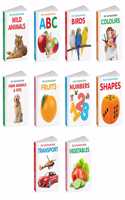 My First Cute Board Book All-in-One Learning Set for Toddlers:ABC, Transport, Colours, Birds, Wild Animals, Fruits, Animal and Pets, Vegetables & more - Fun Picture Books for Babies | Pack of 10 Books