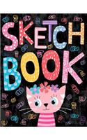 Sketchbook: Cute Pink Cat - Large Notebook for Kids with Blank Unlined Paper for Drawing, Sketching, Journaling and Doodling