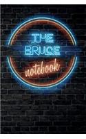 The BRUCE Notebook: Vintage Blank Ruled Personalized & Custom Neon Sign Name Dotted Notebook Journal for Boys & Men. Wall Background. Funny Desk Accessories. Retro Back