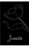 Juanita: Personalized Writing Journal for Women - Elegant Black and Gold