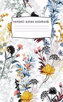 Cornell Notes Notebook: Notes Taking System for High School Adult Student with College Ruled Lines Composition with Floral Seasonal Theme