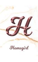 Homegirl: 1 Year Weekly Planner with Note Pages (12 Months) - White Marble Rose Gold Pink Effect Letter H - 2020 - 2021 - Week Planning - Monthly Appointment 