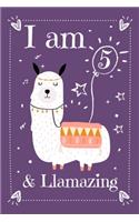 I am 5 And Llamazing: A Great Gift for Granddaughter, Daughter, Little Sister on 5th Birthday - Wide Ruled 6x9 Inch 110 Pages Composition Notebook Gifts for 5 Years Old G