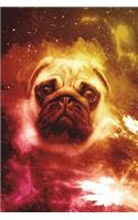 Pugs Journal (Vol 5): Funny Space Pug Lined Composition Book/Diary/Notebook For Students, 6 x 9, 130 Pages, Fiery Red Gold
