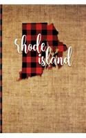 Rhode Island: 6 X 9 108 Pages: Buffalo Plaid Rhode Island State Silhouette Hand Lettering Cursive Script Design on Soft Matte Cover Notebook, Diary, Composition B