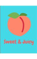 Sweet And Juicy Peaches Notebook Journal Aqua 150 College Ruled Pages 8.5 X 11