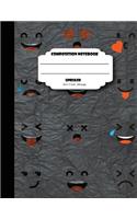 Composition notebook unruled 8.5 x 11 inch 200 page, Mix emoji face black cover