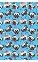Bullet Journal Notebook Funny Pugs Pattern 1: 112 Page Numbered Dot Grid Bullet Journal with Index Pages and Key Pages in Portable 6 X 9 Size.