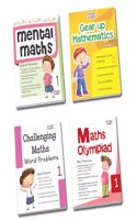 Grade 1 Comprehensive Learning with Mathematics Workbooks Set of 4 Ages 6-7 Years: Gear Up Math, Mental Math, Olympiad, and Challenging Word Problems [Paperback] Scholars Insights