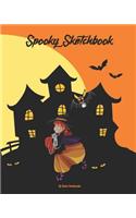 Spooky Sketchbook: Witch Notebook For Kids, Blank Unlined Paper, Sketching, Drawing, Doodling, Sorcery and Witchcraft Design, Size 8 x 10 inches, 100 pages(2 Halloween Sketch Book for Kids)