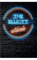 The ELLIOTT Notebook: Vintage Blank Ruled Personalized & Custom Neon Sign Name Dotted Notebook Journal for Girls & Women. Wall Background. Funny Desk Accessories. Retro B