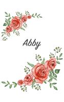 Abby: Personalized Composition Notebook - Vintage Floral Pattern (Red Rose Blooms). College Ruled (Lined) Journal for School Notes, Diary, Journaling. Flo